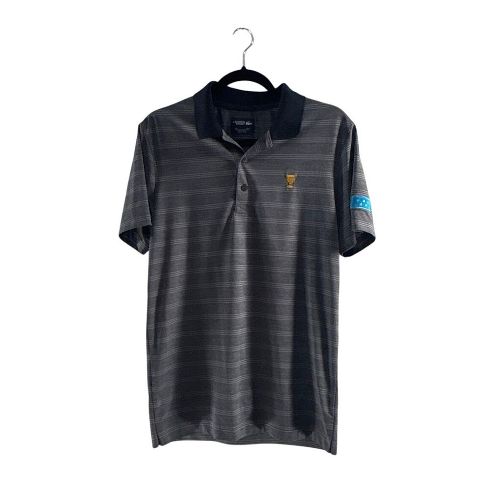Polo Lacoste Sport Gray Trophy Patch Shirt Mens M
